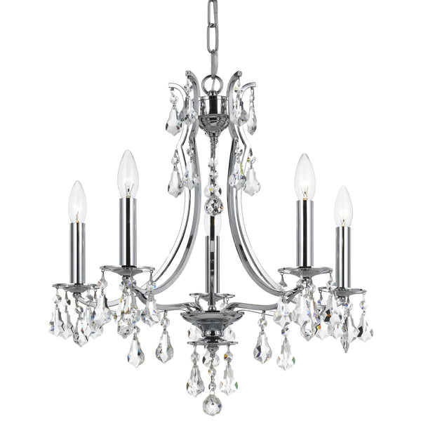Crystorama - 5935-CH-CL-MWP - Five Light Mini Chandelier - Cedar - Polished Chrome from Lighting & Bulbs Unlimited in Charlotte, NC