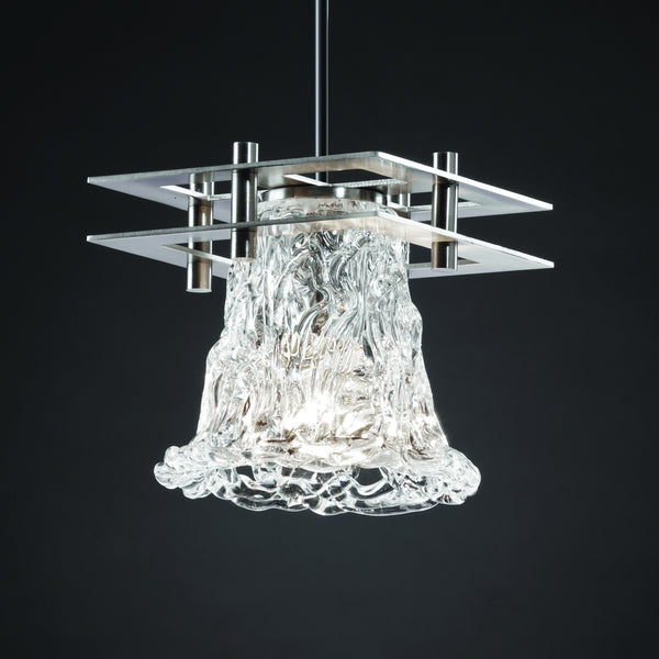 Justice Designs - GLA-8165-20-LACE-NCKL-BKCD - One Light Pendant - Veneto Luce - Brushed Nickel from Lighting & Bulbs Unlimited in Charlotte, NC