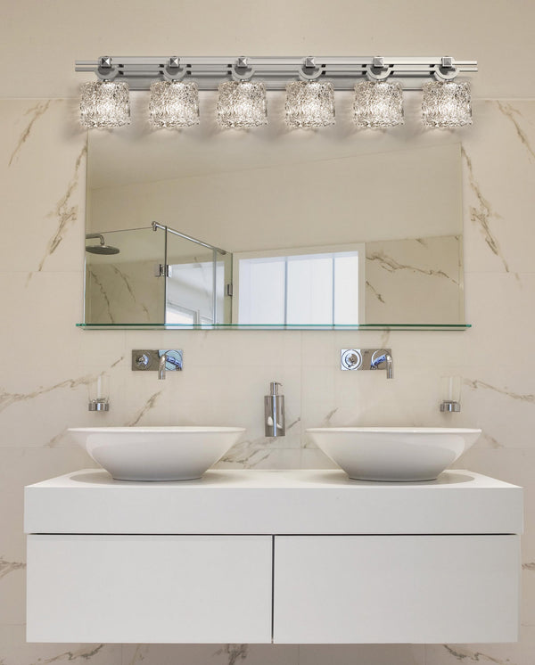 Justice Designs - GLA-8506-30-LACE-NCKL - Six Light Bath Bar - Veneto Luce - Brushed Nickel from Lighting & Bulbs Unlimited in Charlotte, NC