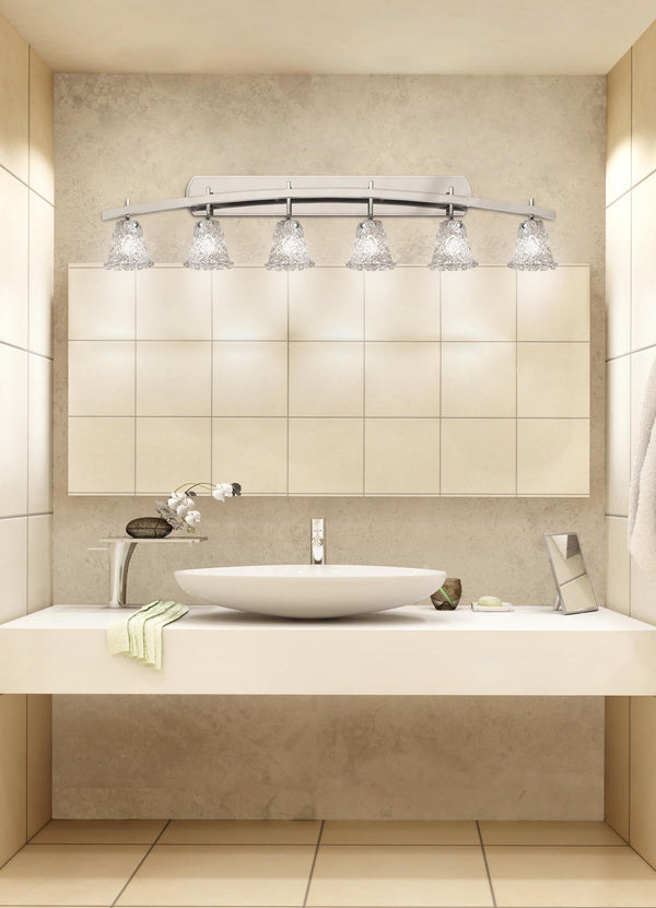 Justice Designs - GLA-8596-20-LACE-NCKL - Six Light Bath Bar - Veneto Luce - Brushed Nickel from Lighting & Bulbs Unlimited in Charlotte, NC