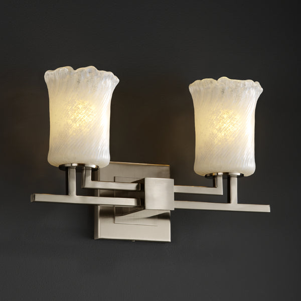 Justice Designs - GLA-8702-16-WHTW-NCKL - Two Light Bath Bar - Veneto Luce - Brushed Nickel from Lighting & Bulbs Unlimited in Charlotte, NC