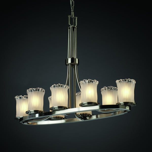 Justice Designs - GLA-8751-16-WTFR-NCKL - Eight Light Chandelier - Veneto Luce - Brushed Nickel from Lighting & Bulbs Unlimited in Charlotte, NC