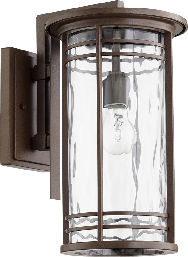 Quorum - 7916-9-186 - One Light Outdoor Lantern - Larson - Oiled Bronze w/ Clear Hammered Glass from Lighting & Bulbs Unlimited in Charlotte, NC