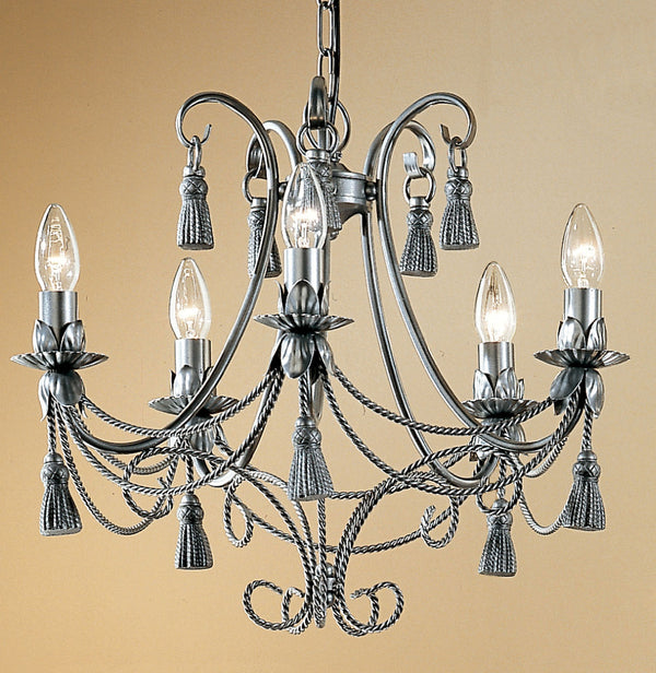 Classic Lighting - 4035 PTR - Five Light Chandelier - Rope and Tassel - Pewter from Lighting & Bulbs Unlimited in Charlotte, NC