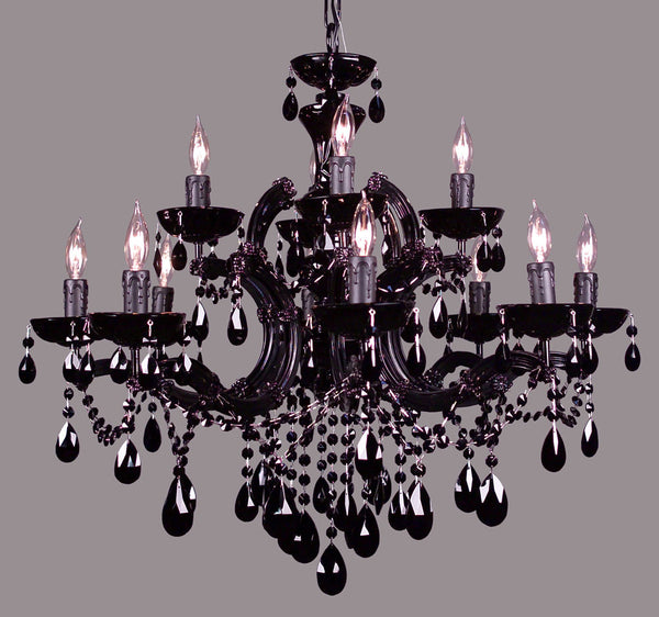 Classic Lighting - 8344 BBLK CBK - 12 Light Chandelier - Rialto Traditional - Black on Black from Lighting & Bulbs Unlimited in Charlotte, NC
