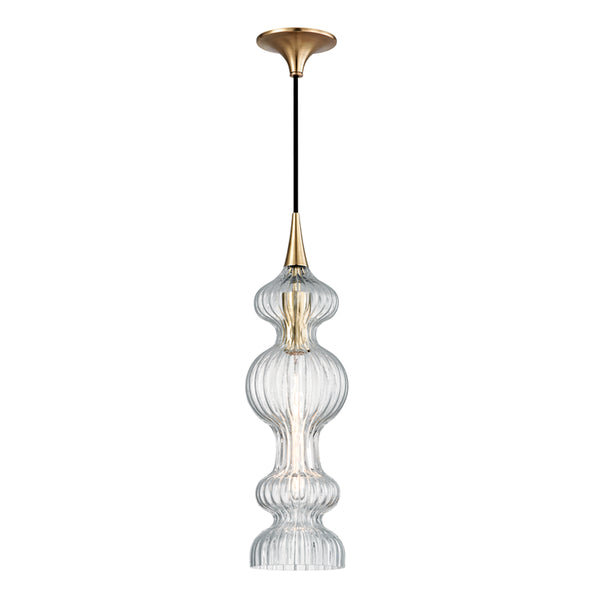 Hudson Valley - 1600-AGB-CL - One Light Pendant - Pomfret - Aged Brass from Lighting & Bulbs Unlimited in Charlotte, NC