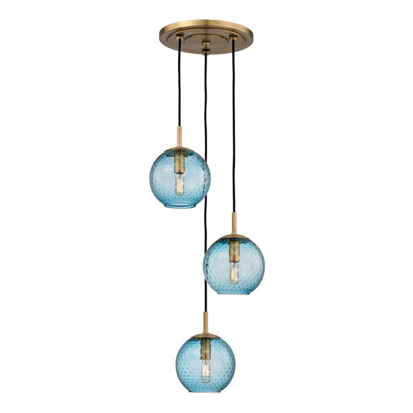 Hudson Valley - 2033-AGB-BL - Three Light Pendant - Rousseau - Aged Brass from Lighting & Bulbs Unlimited in Charlotte, NC