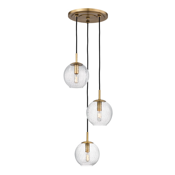 Hudson Valley - 2033-AGB-CL - Three Light Pendant - Rousseau - Aged Brass from Lighting & Bulbs Unlimited in Charlotte, NC