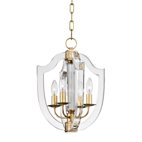 Hudson Valley - 6512-AGB - Four Light Pendant - Arietta - Aged Brass from Lighting & Bulbs Unlimited in Charlotte, NC