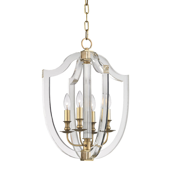 Hudson Valley - 6516-AGB - Four Light Pendant - Arietta - Aged Brass from Lighting & Bulbs Unlimited in Charlotte, NC