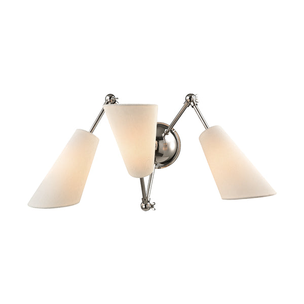 Hudson Valley - 5300-PN - Three Light Wall Sconce - Buckingham - Polished Nickel from Lighting & Bulbs Unlimited in Charlotte, NC