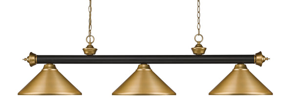 Z-Lite - 200-3BRZ+SG-MSG - Three Light Billiard Light - Riviera - Bronze / Satin Gold from Lighting & Bulbs Unlimited in Charlotte, NC