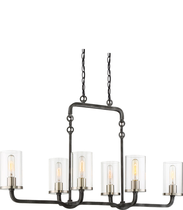 Nuvo Lighting - 60-6124 - Six Light Island Pendant - Sherwood - Iron Black / Brushed Nickel Accents from Lighting & Bulbs Unlimited in Charlotte, NC