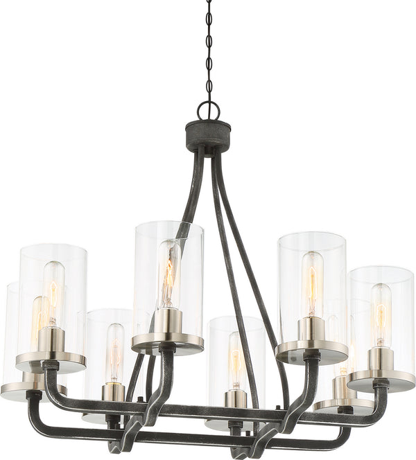 Nuvo Lighting - 60-6128 - Eight Light Chandelier - Sherwood - Iron Black / Brushed Nickel Accents from Lighting & Bulbs Unlimited in Charlotte, NC