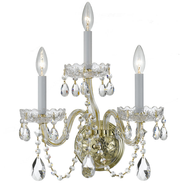 Crystorama - 1033-PB-CL-MWP - Three Light Wall Mount - Traditional Crystal - Polished Brass from Lighting & Bulbs Unlimited in Charlotte, NC