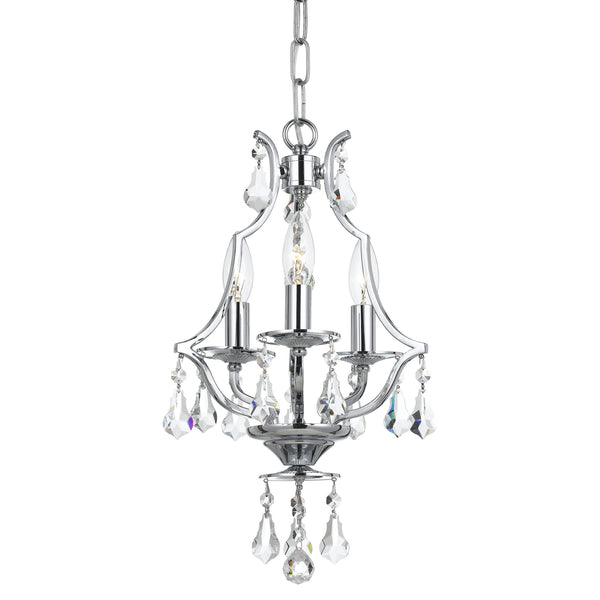 Crystorama - 5933-CH-CL-S - Three Light Mini Chandelier - Cedar - Polished Chrome from Lighting & Bulbs Unlimited in Charlotte, NC