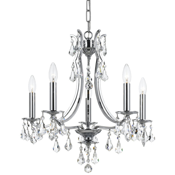 Crystorama - 5935-CH-CL-S - Five Light Mini Chandelier - Cedar - Polished Chrome from Lighting & Bulbs Unlimited in Charlotte, NC