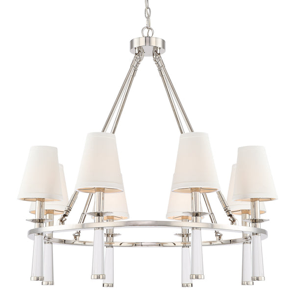 Crystorama - 8867-PN - Eight Light Chandelier - Baxter - Polished Nickel from Lighting & Bulbs Unlimited in Charlotte, NC