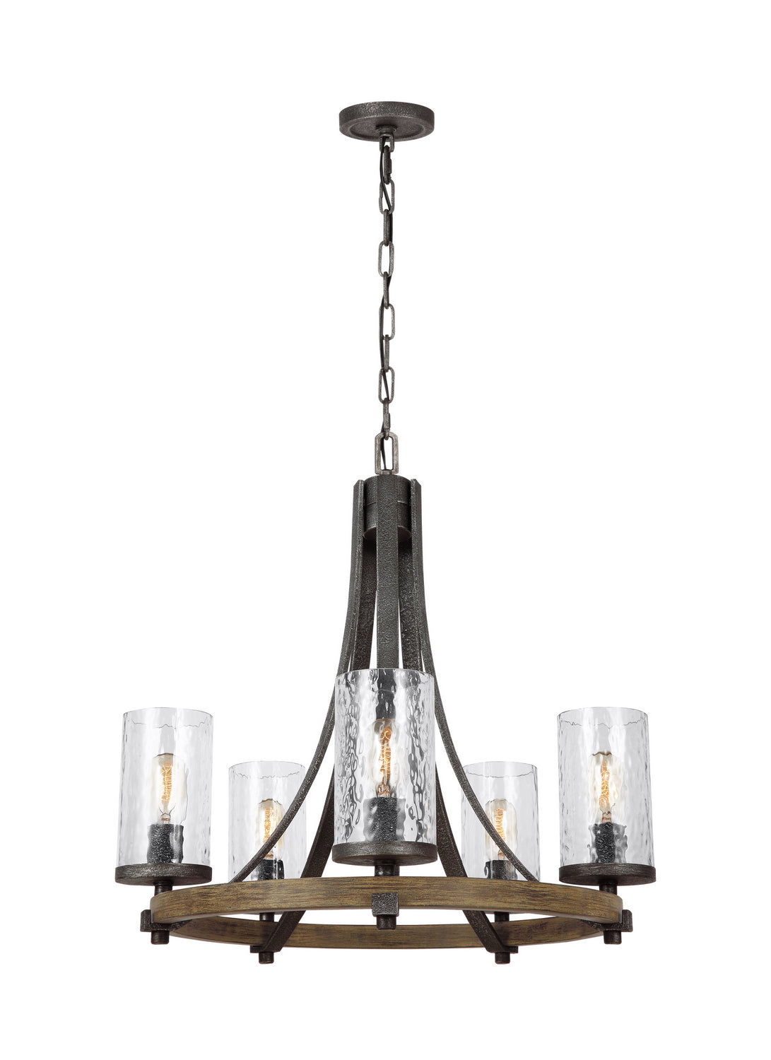 Visual Comfort Studio - F3133/5DWK/SGM - Five Light Chandelier - Angelo - Distressed Weathered Oak / Slate Grey Metal from Lighting & Bulbs Unlimited in Charlotte, NC