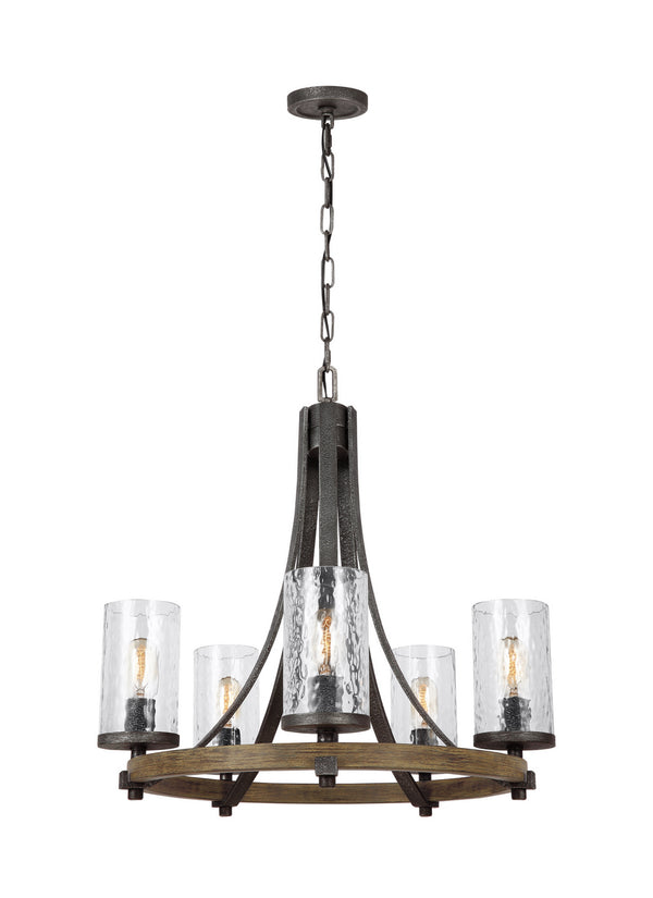 Visual Comfort Studio - F3133/5DWK/SGM - Five Light Chandelier - Angelo - Distressed Weathered Oak / Slate Grey Metal from Lighting & Bulbs Unlimited in Charlotte, NC