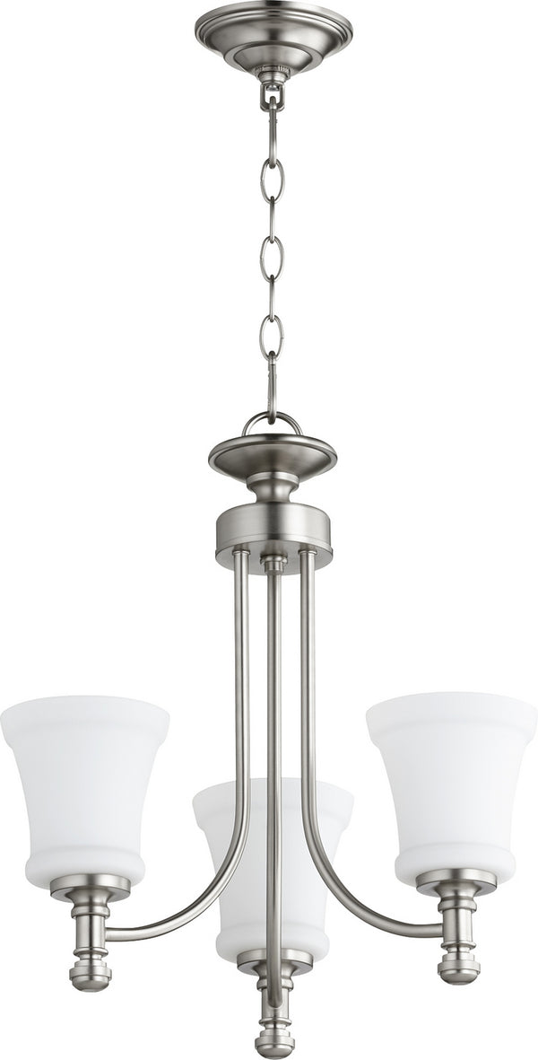 Quorum - 6122-3-65 - Three Light Chandelier - Rossington - Satin Nickel from Lighting & Bulbs Unlimited in Charlotte, NC