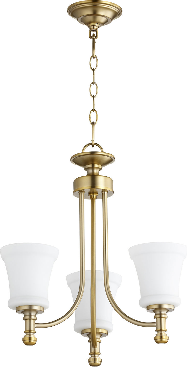 Quorum - 6122-3-80 - Three Light Chandelier - Rossington - Aged Brass from Lighting & Bulbs Unlimited in Charlotte, NC