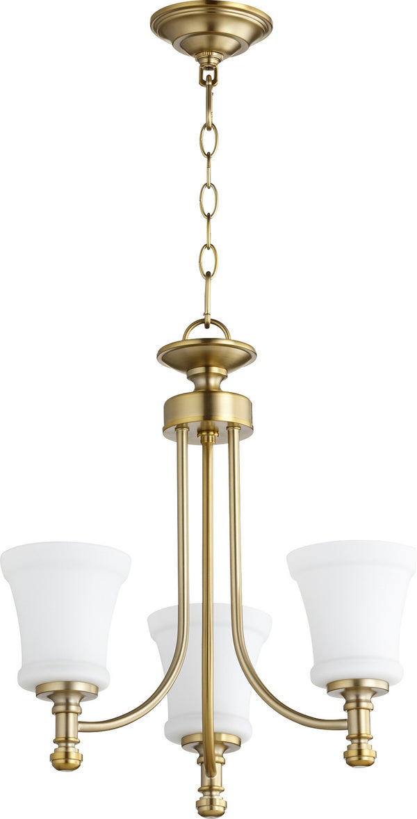 Quorum - 6122-3-80 - Three Light Chandelier - Rossington - Aged Brass from Lighting & Bulbs Unlimited in Charlotte, NC