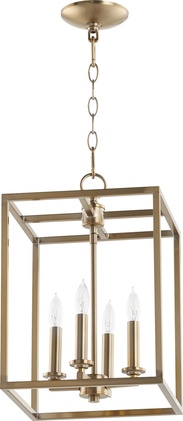 Quorum - 6731-4-80 - Four Light Entry Pendant - Cuboid Entries - Aged Brass from Lighting & Bulbs Unlimited in Charlotte, NC