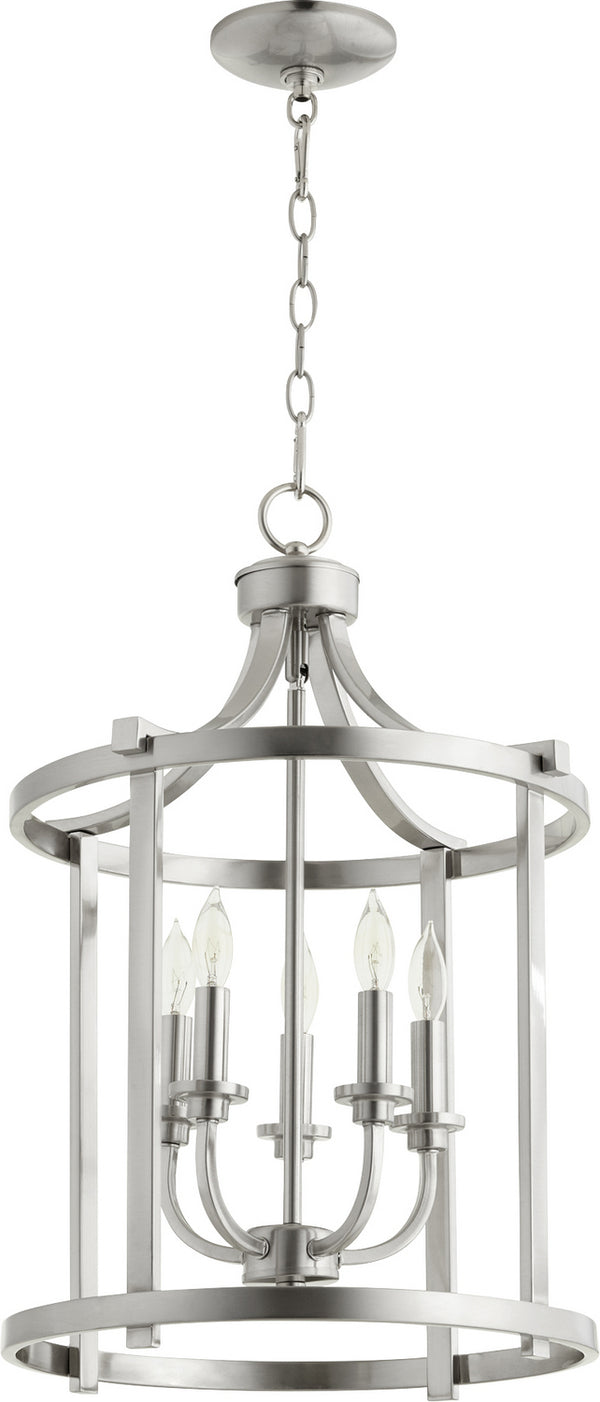 Quorum - 6807-5-65 - Five Light Entry Pendant - Lancaster - Satin Nickel from Lighting & Bulbs Unlimited in Charlotte, NC