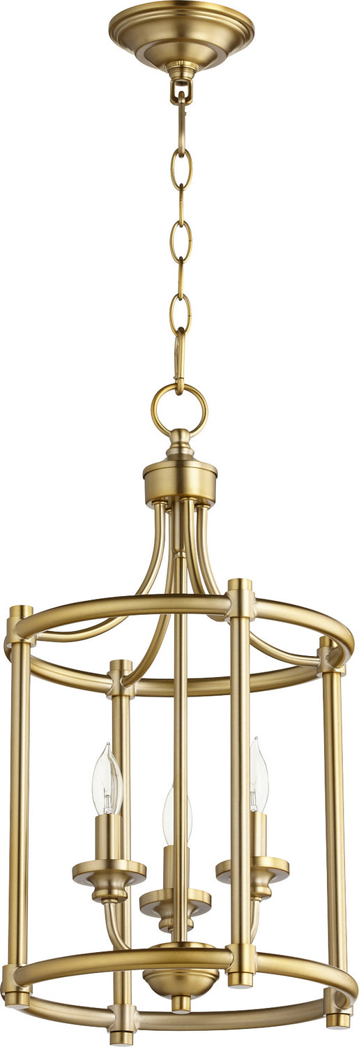 Quorum - 6822-3-80 - Three Light Entry Pendant - Rossington - Aged Brass from Lighting & Bulbs Unlimited in Charlotte, NC