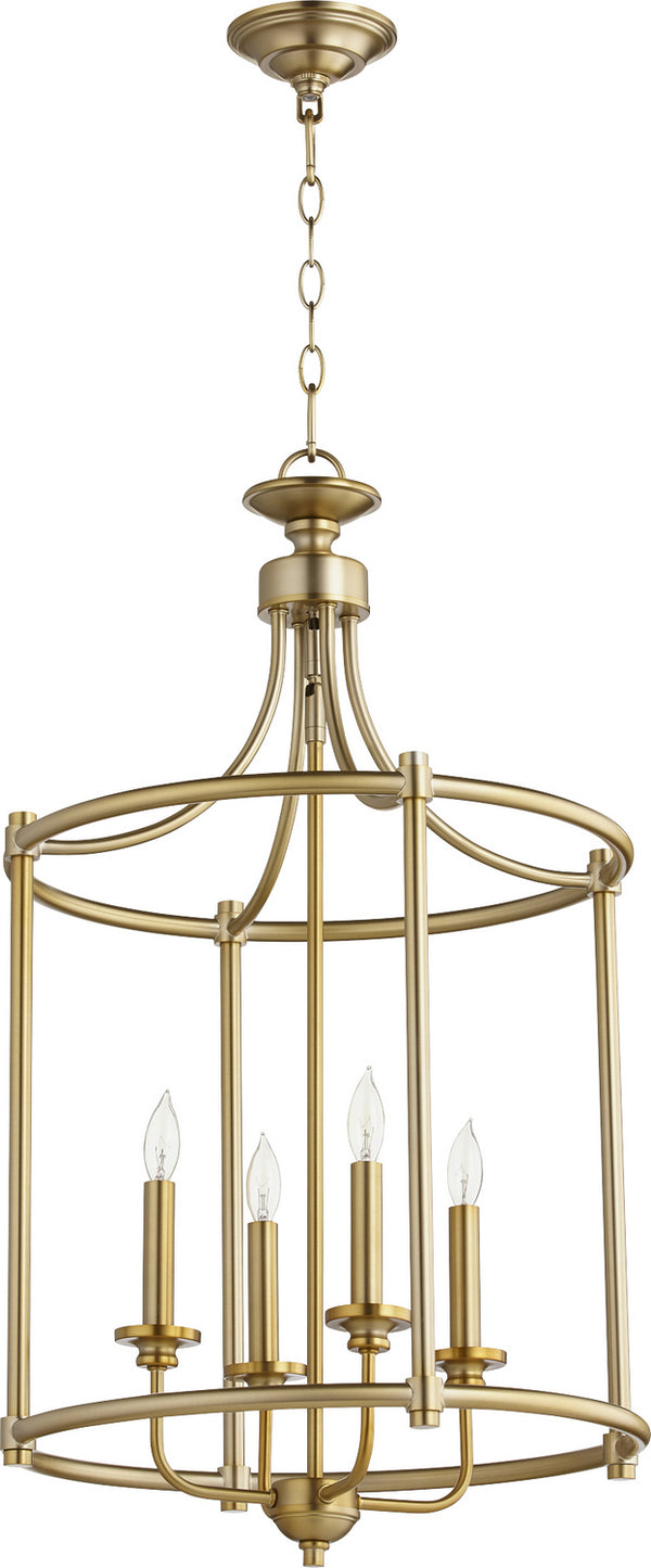 Quorum - 6822-4-80 - Four Light Entry Pendant - Rossington - Aged Brass from Lighting & Bulbs Unlimited in Charlotte, NC