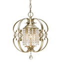 Three Light Semi-Flush Mount from the Ella Collection in White Gold Finish by Golden