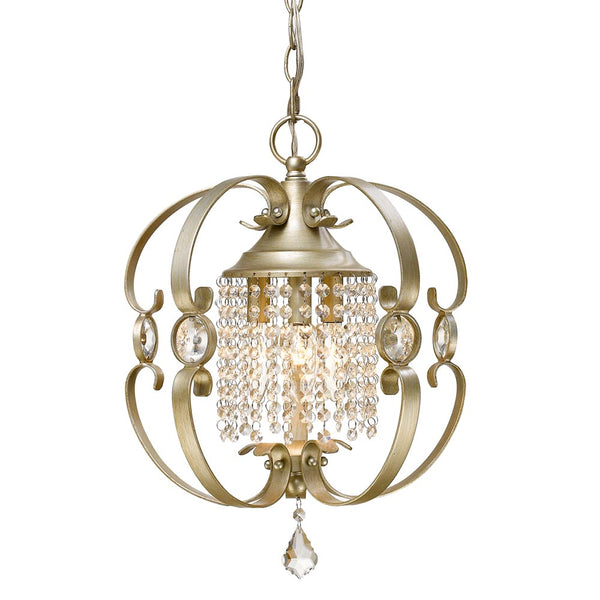 Three Light Semi-Flush Mount from the Ella Collection in White Gold Finish by Golden