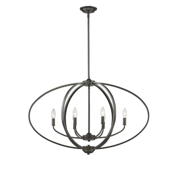 Six Light Linear Pendant from the Colson EB Collection in Etruscan Bronze Finish by Golden
