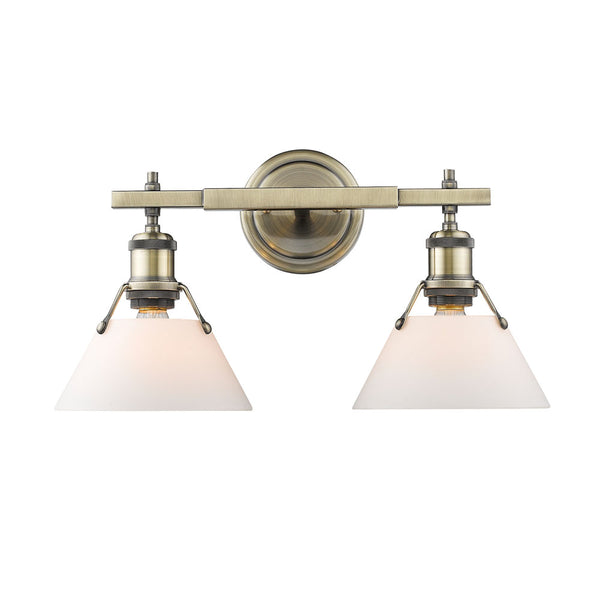 Golden - 3306-BA2 AB-OP - Two Light Bath Vanity - Orwell AB - Aged Brass from Lighting & Bulbs Unlimited in Charlotte, NC