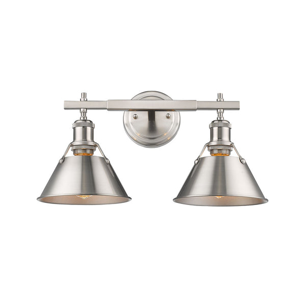 Two Light Bath Vanity from the Orwell PW Collection in Pewter Finish by Golden