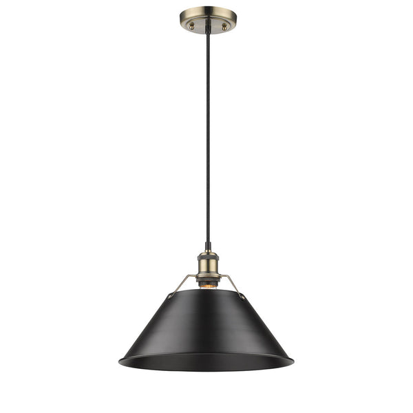 One Light Pendant from the Orwell AB Collection in Aged Brass Finish by Golden