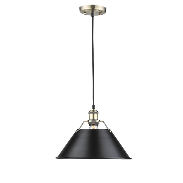 Golden - 3306-L AB-BLK - One Light Pendant - Orwell AB - Aged Brass from Lighting & Bulbs Unlimited in Charlotte, NC