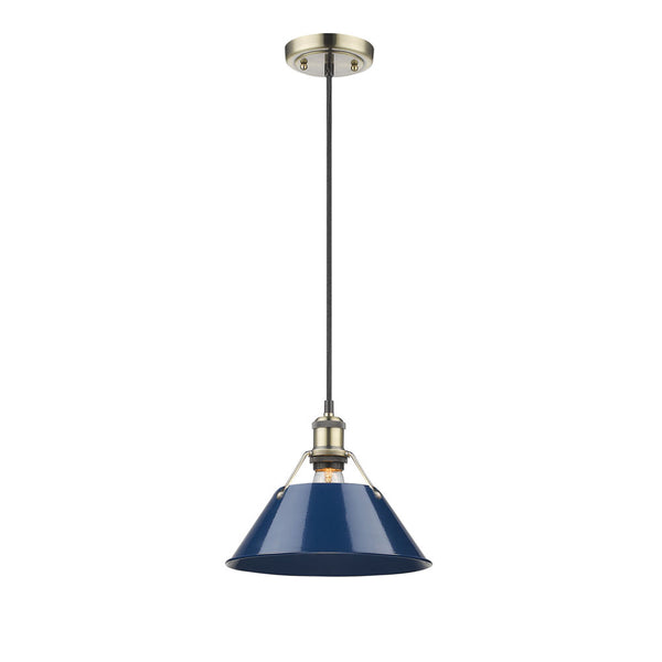 One Light Pendant from the Orwell AB Collection in Aged Brass Finish by Golden