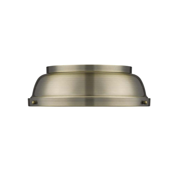 Two Light Flush Mount from the Duncan AB Collection in Aged Brass Finish by Golden