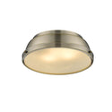 Two Light Flush Mount from the Duncan AB Collection in Aged Brass Finish by Golden