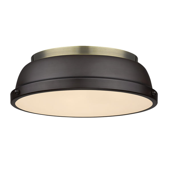 Golden - 3602-14 AB-RBZ - Two Light Flush Mount - Duncan AB - Aged Brass from Lighting & Bulbs Unlimited in Charlotte, NC