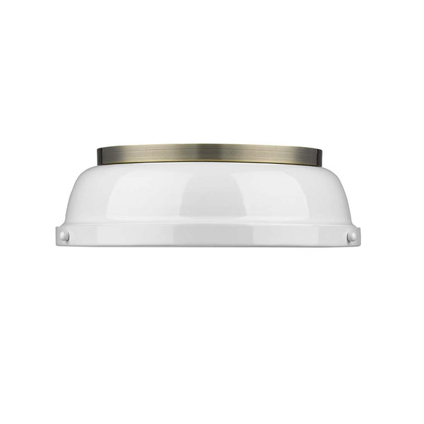 Two Light Flush Mount from the Duncan AB Collection in Aged Brass Finish by Golden