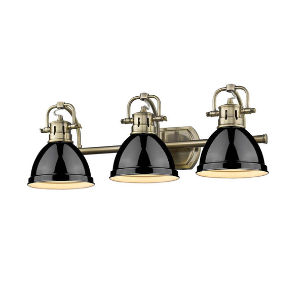 Golden - 3602-BA3 AB-BK - Three Light Bath Vanity - Duncan AB - Aged Brass from Lighting & Bulbs Unlimited in Charlotte, NC