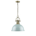 One Light Pendant from the Duncan AB Collection in Aged Brass Finish by Golden