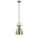 One Light Pendant from the Duncan AB Collection in Aged Brass Finish by Golden