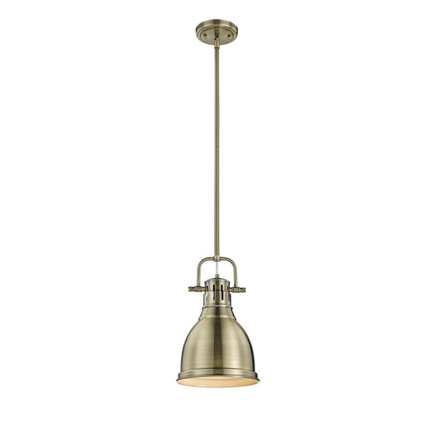 Golden - 3604-S AB-AB - One Light Pendant - Duncan AB - Aged Brass from Lighting & Bulbs Unlimited in Charlotte, NC