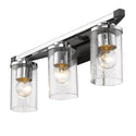 Three Light Bath Vanity from the Mercer Collection in Matte Black Finish by Golden