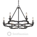 Six Light Chandelier from the Saxon Collection in Aged Bronze Finish by Golden