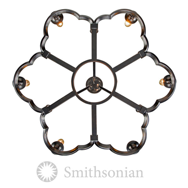 Six Light Chandelier from the Saxon Collection in Aged Bronze Finish by Golden